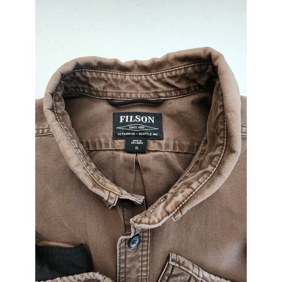 CC Filson Jack Shirt Jacket C.C. Brown Black Cotton Nylon Heavy Thrashed - Picture 7 of 11